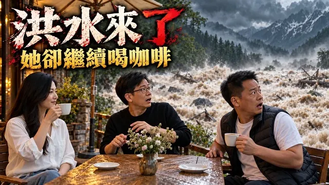 AI 創意短片「洪水來了，她卻繼續喝咖啡」縮圖